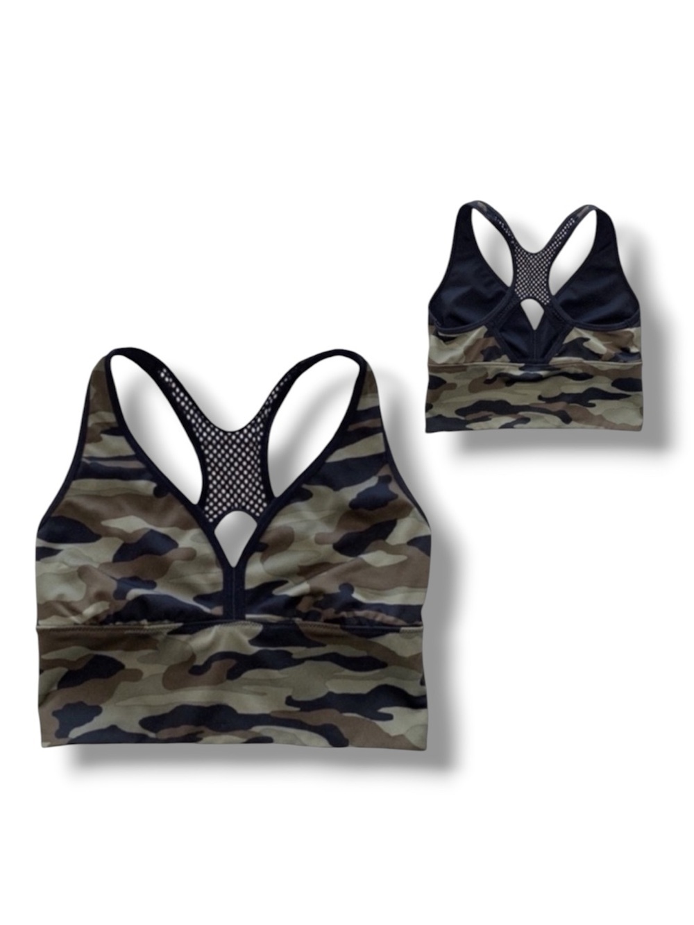 La SENZA Camo Green Racer Back Sports Bra S